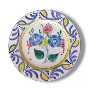 1980s Himark Italy Hand Painted Floral Chop Plate Round Platter 12.5”